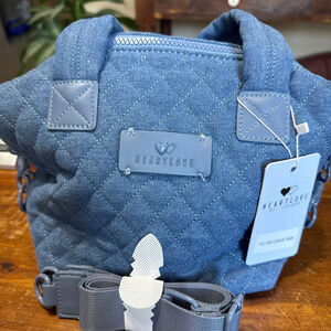 HEARTLOVE BY CHARO Mini Diamond Quilted Blue Jean Bag